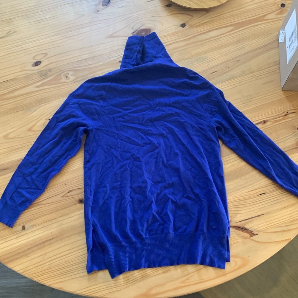 Blue turtle neck